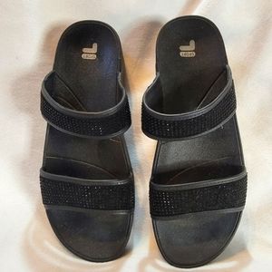 FILA Sport EUC Black Rhinestone Slide Sandals - 10